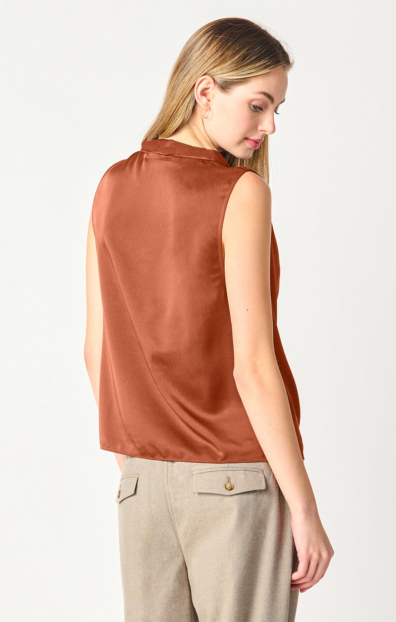 Drape Neck Satin Tank Copper