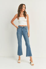 Distressed Hem Crop Flare Jeans Medium