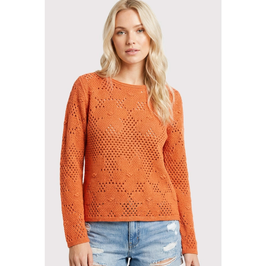 Flower Crochet Sweater Light Orange