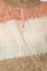 Tech Colorblocked Pull Over Sweater Ivory + Latte