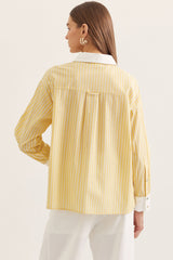 Micro Stripe Button Up Lemon