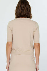 Mix Media Paisley Floral Printed Short Sleeve Cardigan Taupe