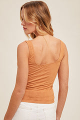 Floral Jacquard Seamless Tank Camel