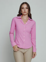 Luxe Long Sleeve Button Up Blouse Pink