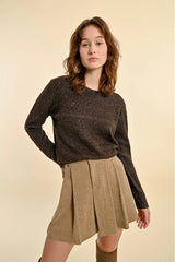 Shimmer Crew Neck Sweater Chocolate