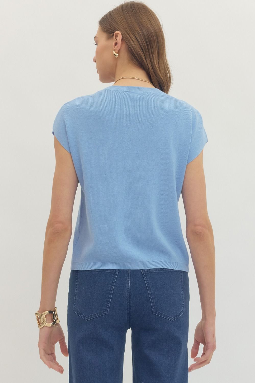 Slouchy Light Weight Knit Top Blue