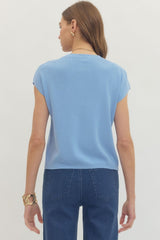 Slouchy Light Weight Knit Top Blue