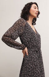 Della Floral Midi Dress Black
