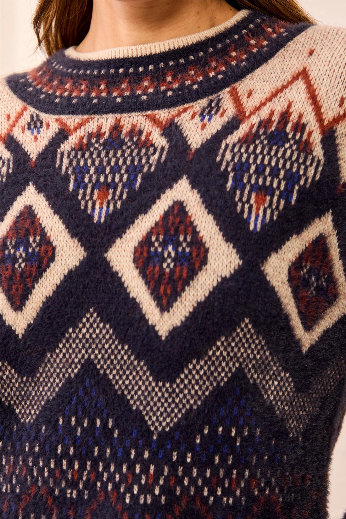 Nordic Diamonds Mock Neck Sweater Sapphire