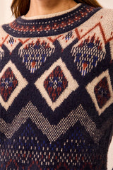 Nordic Diamonds Mock Neck Sweater Sapphire