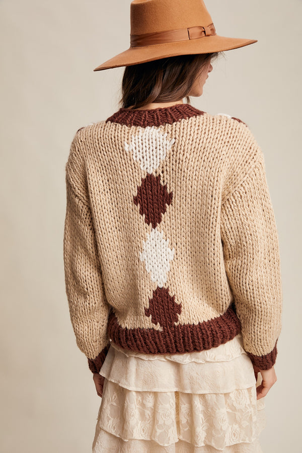 Handmade Crochet Floral Cardigan Tiramisu