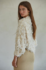 Time To Shine Sequin Cardi Natural