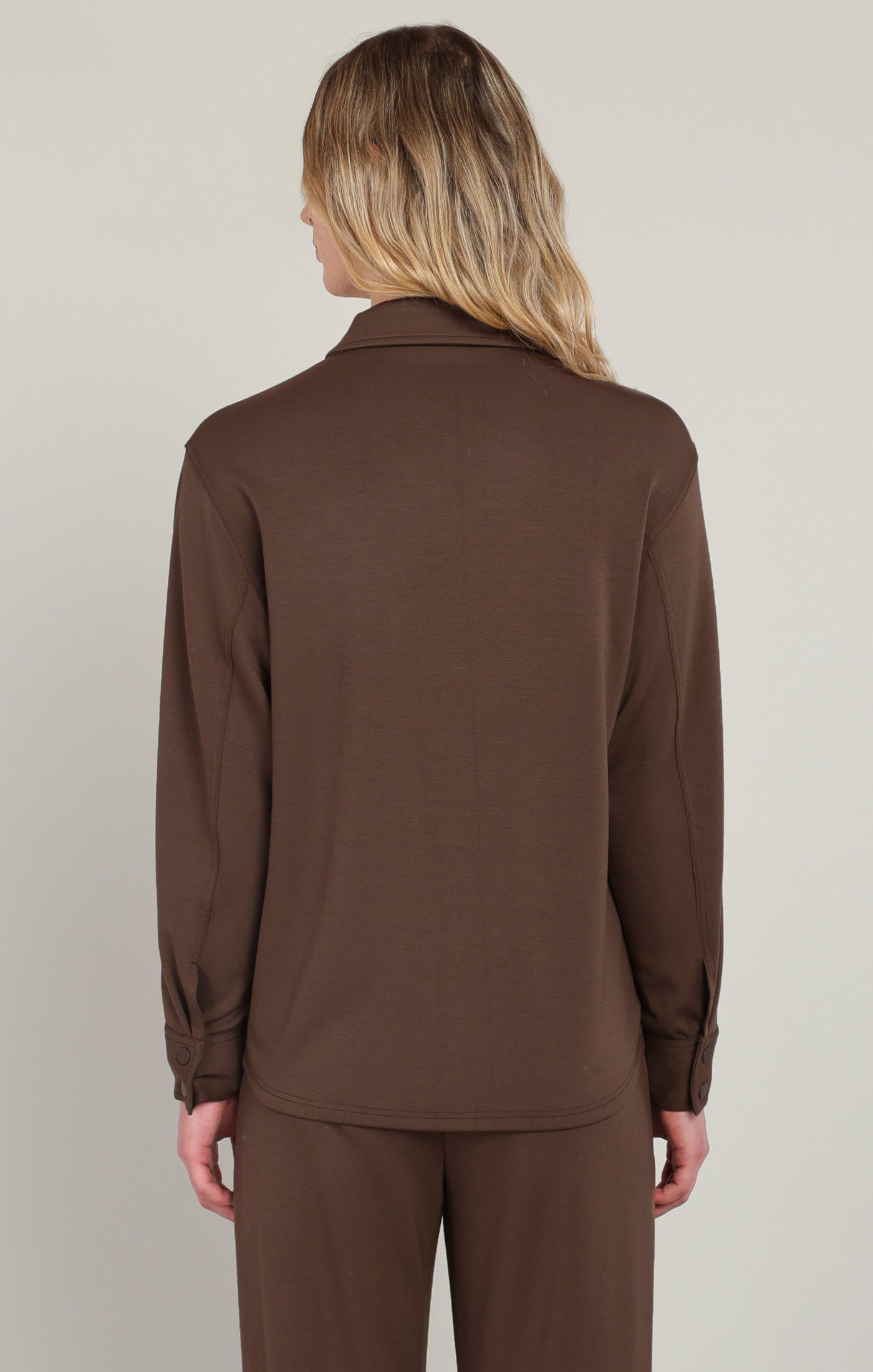 Scuba Snap Button Down Shirt Milk Chocolate
