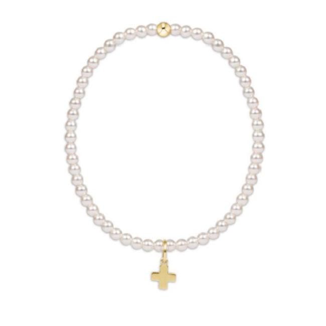 Classic Pearl 3mm Bead Bracelet Signature Cross