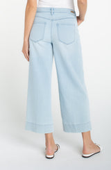 Stride Crop Wide Leg Embroidered Seam Jeans Marine Flowers