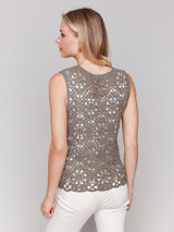Crew Neck Crochet Tank Celadon