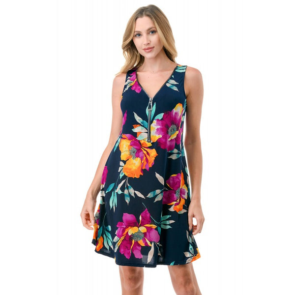 Zipper Tank Dress Navy Trop Floral