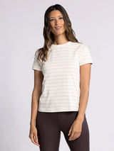 Asher Relaxed Fit Tee Ivory Rose Stripe