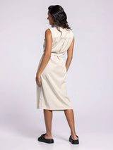 Ivy Sleeveless Belted Dress Seashell