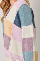 Color Mosaic Open Cardigan Lavender + Emerald