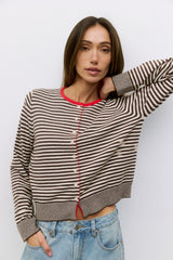 Montana Stripe Cardigan Brown + White
