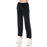 Straight Leg Scuba Leather Detail Pants Black