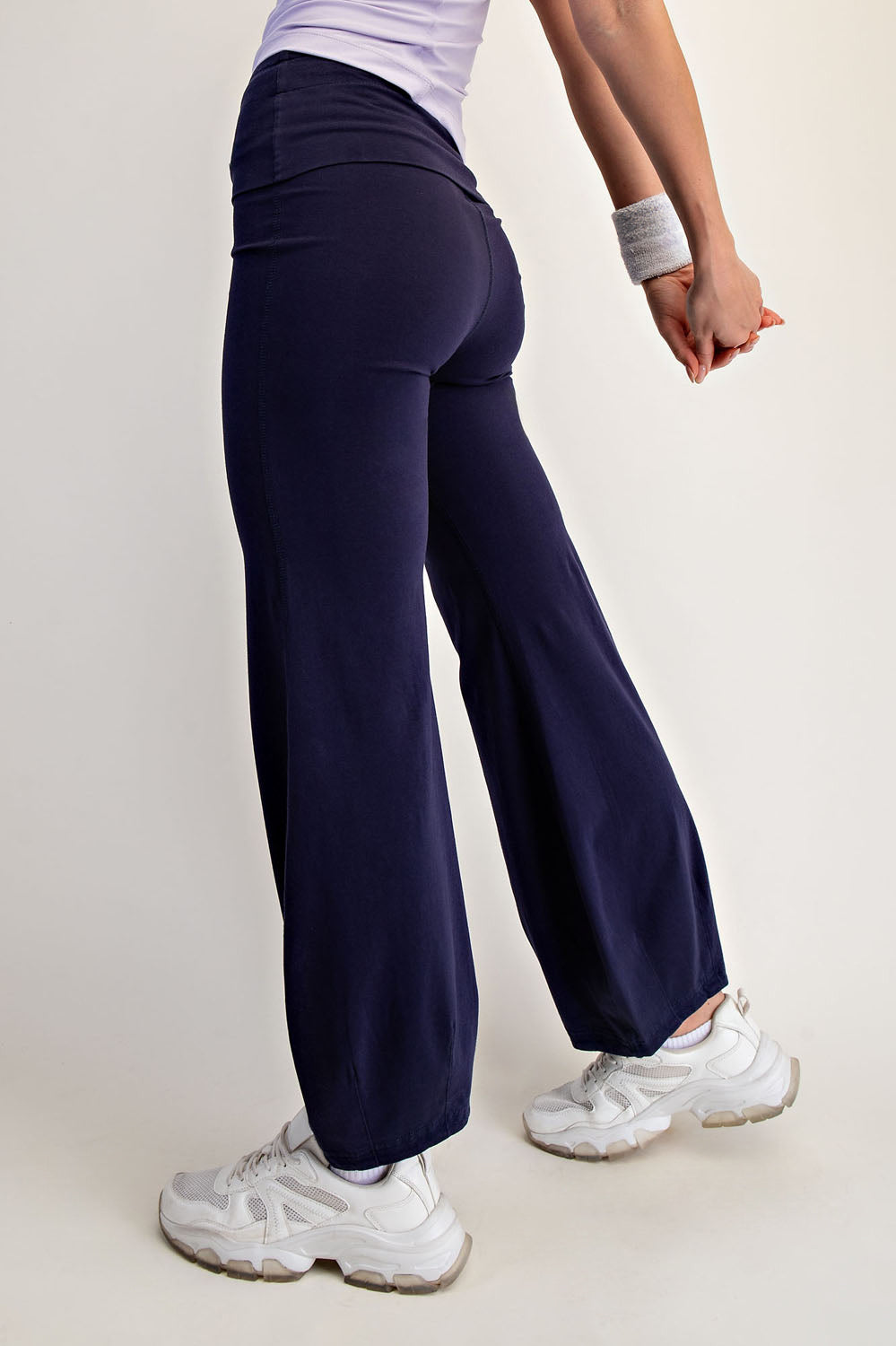 Bubbled Flare Yoga Pants Navy