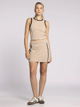 Carter Contrast Piping Cropped Tank Oak Black Rib