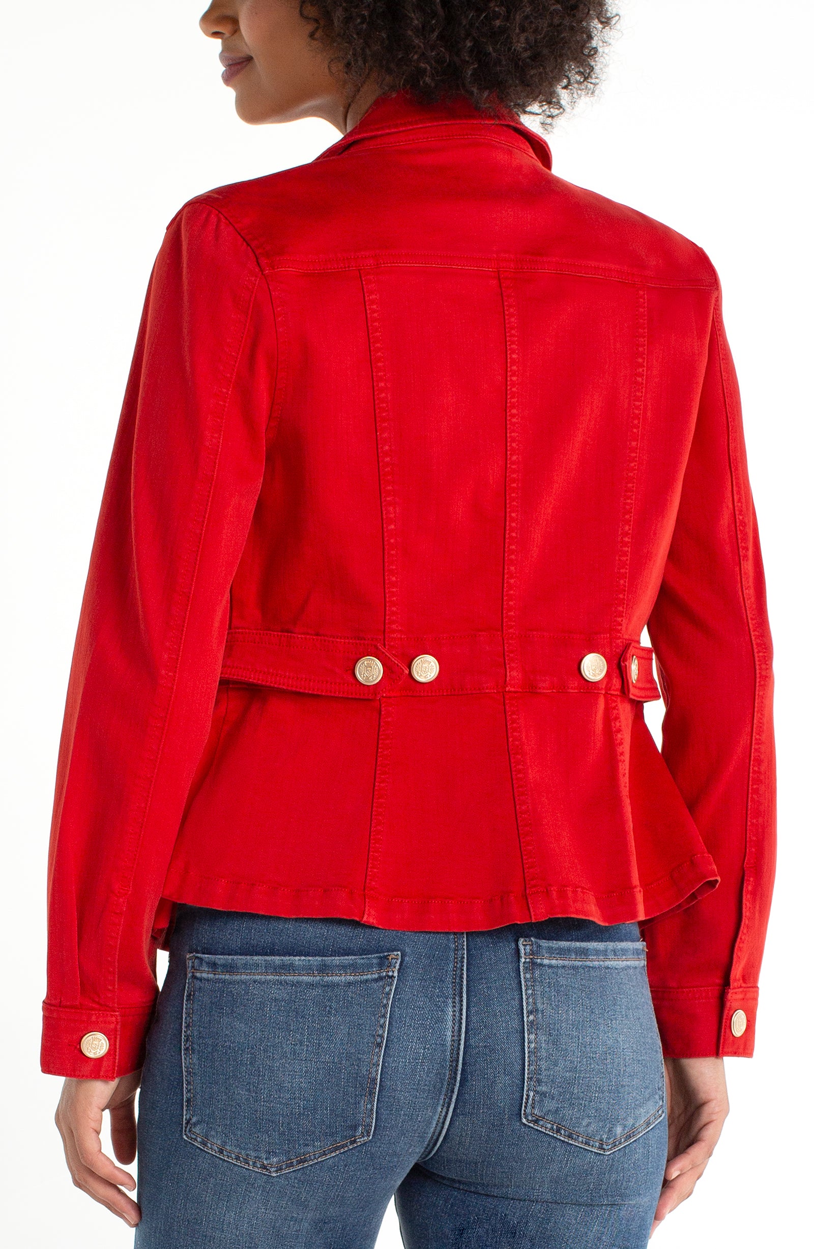 Tab Detail Peplum Jacket Fire Brick