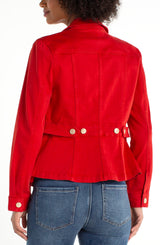 Tab Detail Peplum Jacket Fire Brick