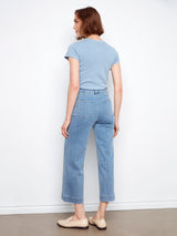 Patch Pocket Wide Leg Jeans Blue Jean