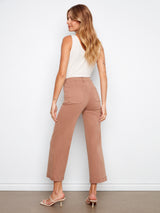 Twill Patch Pocket Cropped Wide Leg Twill Pants Desert