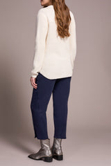 Mix Knit Sweater Special Wash Shacket Cream