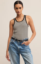 Classic Striped Scoop Tank Black