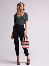 Kelly Square Neck Short Sleeve Top Hunter Green
