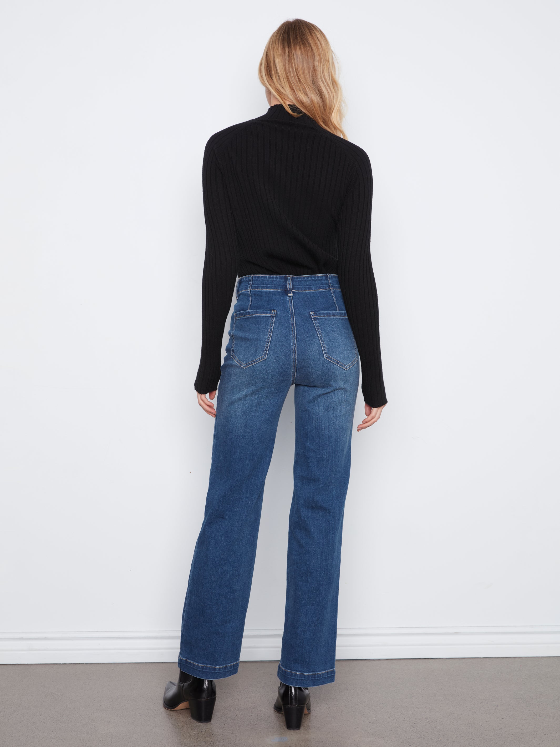 Front Panel Pocket Straight Leg Jeans Washed Indigo