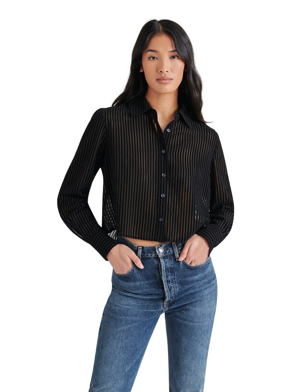 Noelle Button Down Top Black