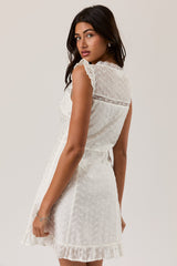 Eyelet Lace Trim Mini Dress White