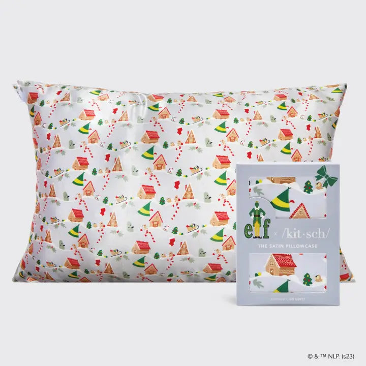 Elf X Kitsch Periwinkle Christmas Satin Pillowcase