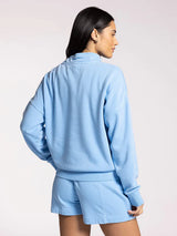 Coline Button Neck Sweatshirt Cerulean Blue