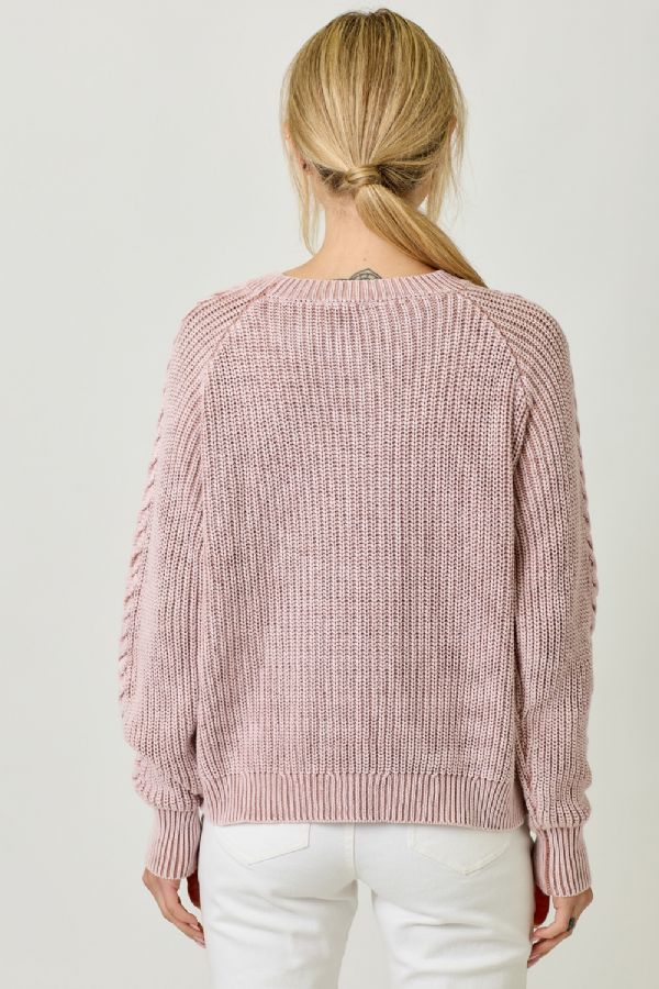 Washed Cable Sweater Washed Rose