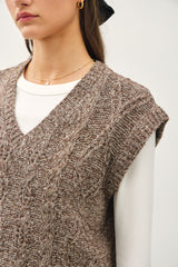 Chunky Cable Knit Sweater Vest Chestnut