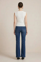 Zig Zag Textured Sleeveless Top Ivory