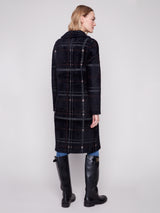 Plaid Patch Pocket Knit Coatigan Mocha