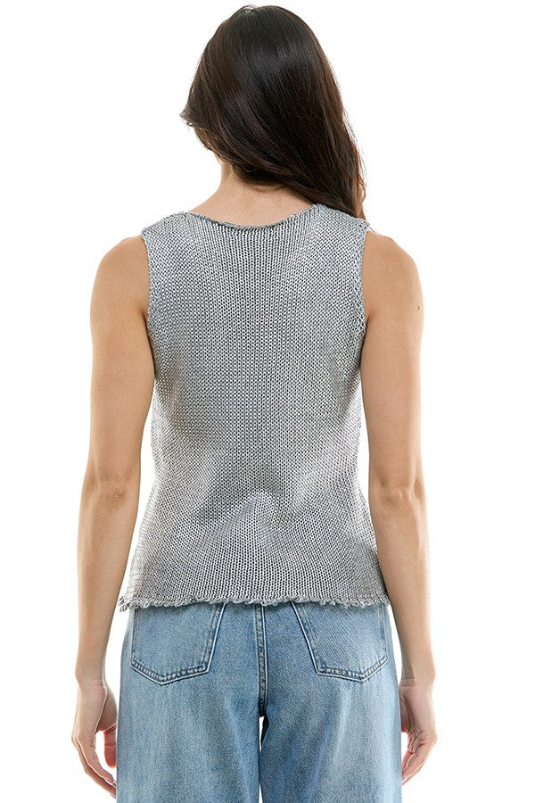 Foiled Sweater Tank Silver