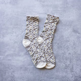 Antique Floral Casual Socks Khaki + Cream