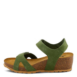 Babybell Wedge Sandals Green Suede