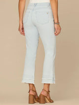 Ab Solution Double Layer Fray Hem Kick Flare Powder Blue