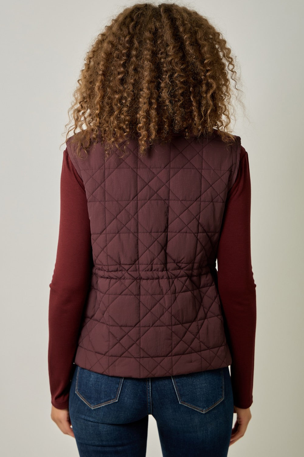 Adjustable Waist Quilted Vest Burgundy