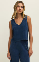 Sloane Vneck Denim Tank Indigo